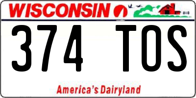 WI license plate 374TOS