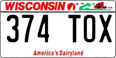 WI license plate 374TOX