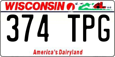 WI license plate 374TPG