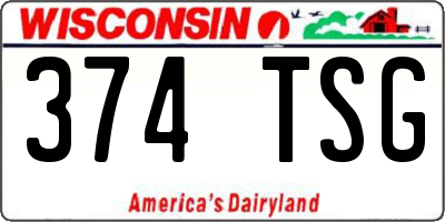 WI license plate 374TSG