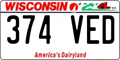 WI license plate 374VED