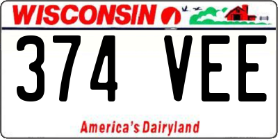 WI license plate 374VEE