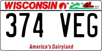 WI license plate 374VEG