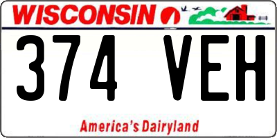 WI license plate 374VEH