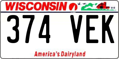 WI license plate 374VEK