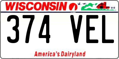 WI license plate 374VEL