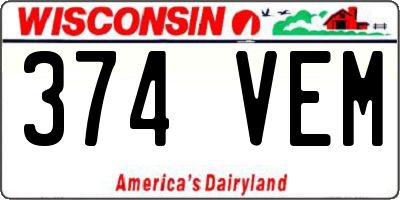 WI license plate 374VEM