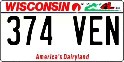 WI license plate 374VEN
