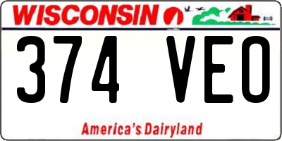 WI license plate 374VEO