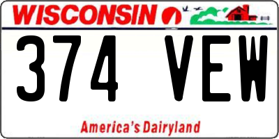 WI license plate 374VEW