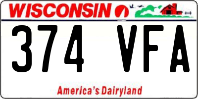 WI license plate 374VFA