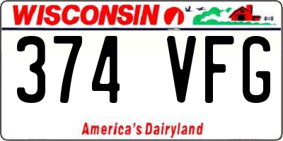 WI license plate 374VFG