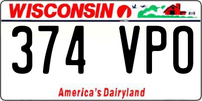 WI license plate 374VPO