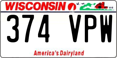 WI license plate 374VPW
