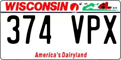 WI license plate 374VPX