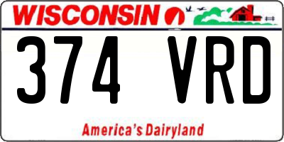 WI license plate 374VRD