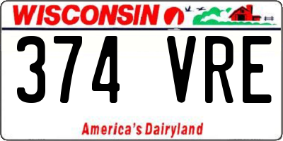 WI license plate 374VRE
