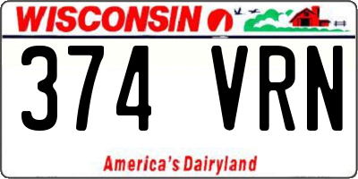 WI license plate 374VRN