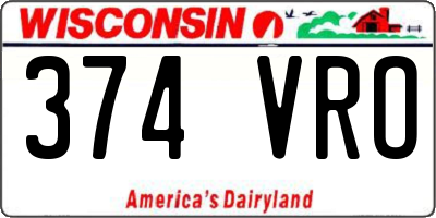 WI license plate 374VRO