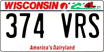 WI license plate 374VRS