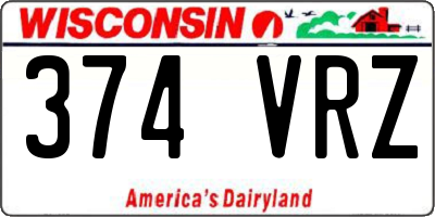 WI license plate 374VRZ