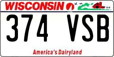 WI license plate 374VSB