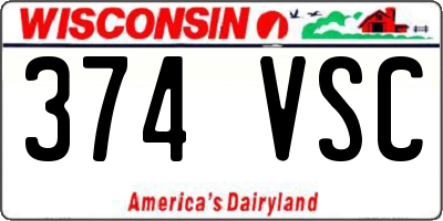 WI license plate 374VSC