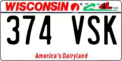 WI license plate 374VSK