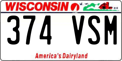 WI license plate 374VSM