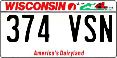 WI license plate 374VSN