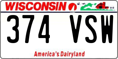 WI license plate 374VSW