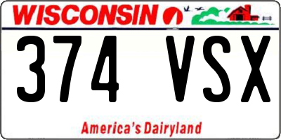 WI license plate 374VSX