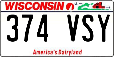 WI license plate 374VSY