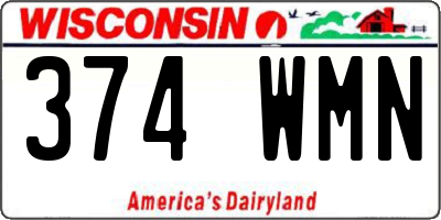 WI license plate 374WMN