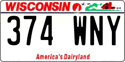 WI license plate 374WNY