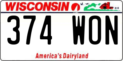 WI license plate 374WON