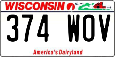 WI license plate 374WOV