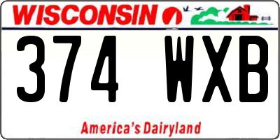 WI license plate 374WXB