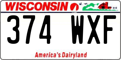 WI license plate 374WXF
