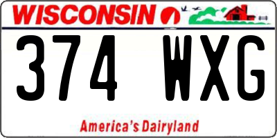 WI license plate 374WXG
