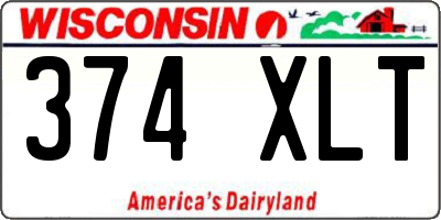 WI license plate 374XLT