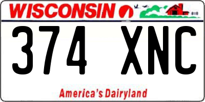WI license plate 374XNC
