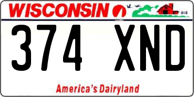 WI license plate 374XND