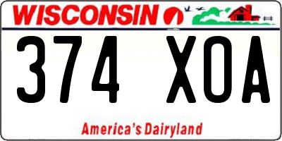 WI license plate 374XOA