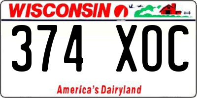 WI license plate 374XOC