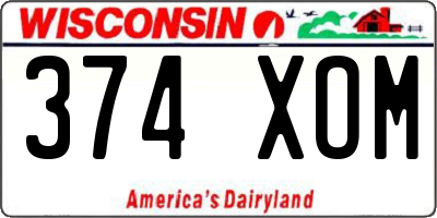 WI license plate 374XOM
