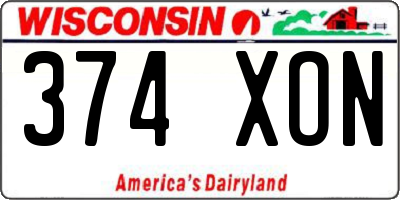 WI license plate 374XON
