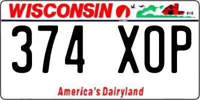 WI license plate 374XOP