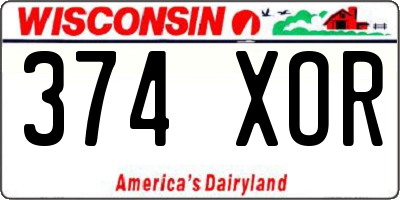 WI license plate 374XOR