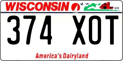 WI license plate 374XOT